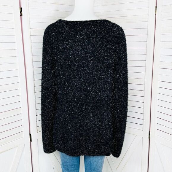 H&M Shimmer Oversized Wide Sleeve Sweater Black XS Pullover - Picture 4 of 13